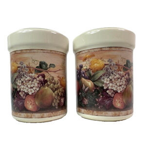 Certified Int'l Windsor Salt & Pepper Set Pamela Gladding, Fall Fruit/Brown VTG